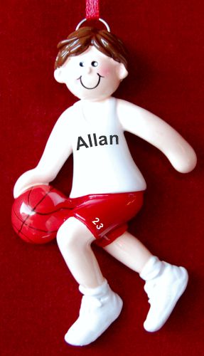 Basketball Christmas Ornament Male Brown Hair Personalized by RussellRhodes.com