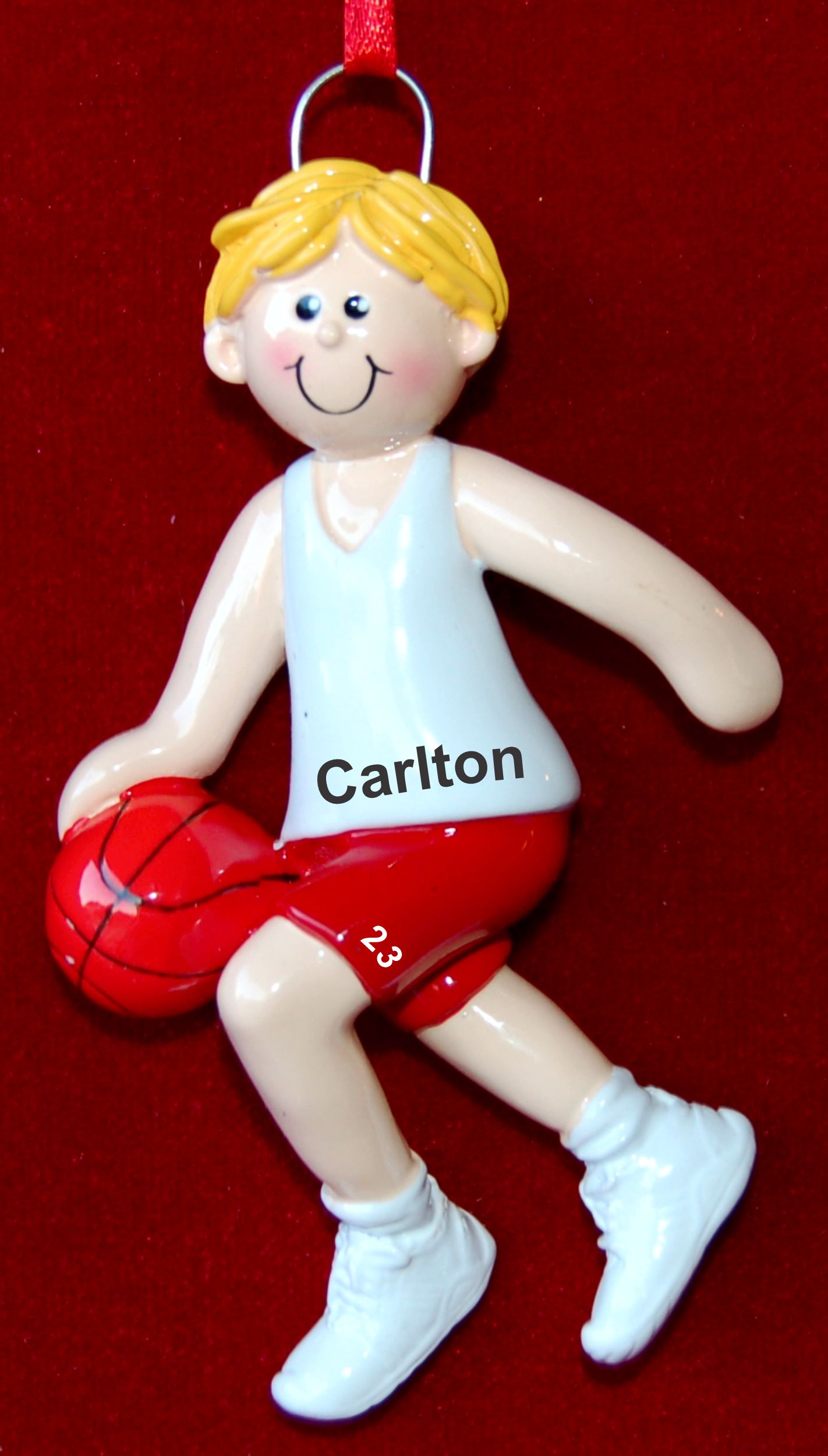 Personalized Basketball Christmas Ornament Male Blond by Russell Rhodes