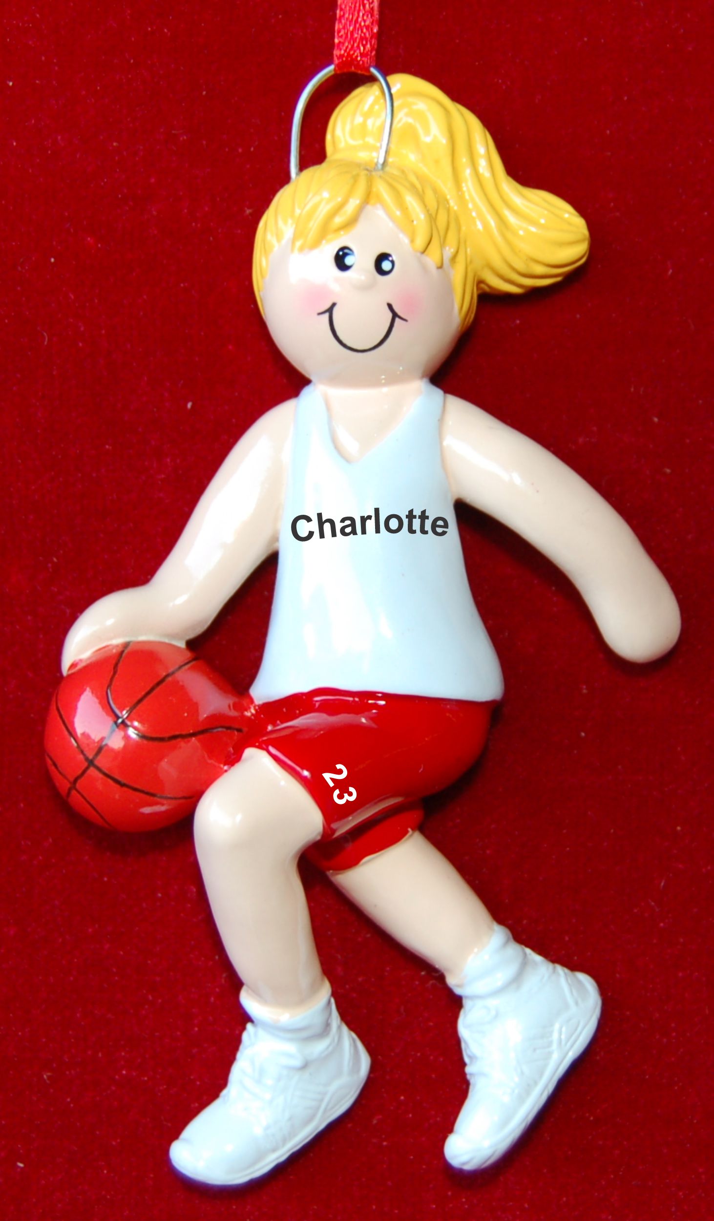 Personalized Basketball Christmas Ornament Female Blond by Russell Rhodes
