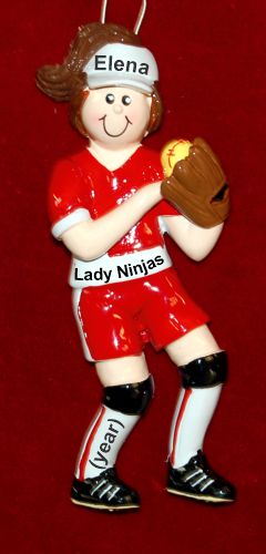 Softball Christmas Ornament Female Brunette Personalized by RussellRhodes.com