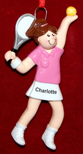 Tennis Christmas Ornament Female Brunette Personalized by RussellRhodes.com