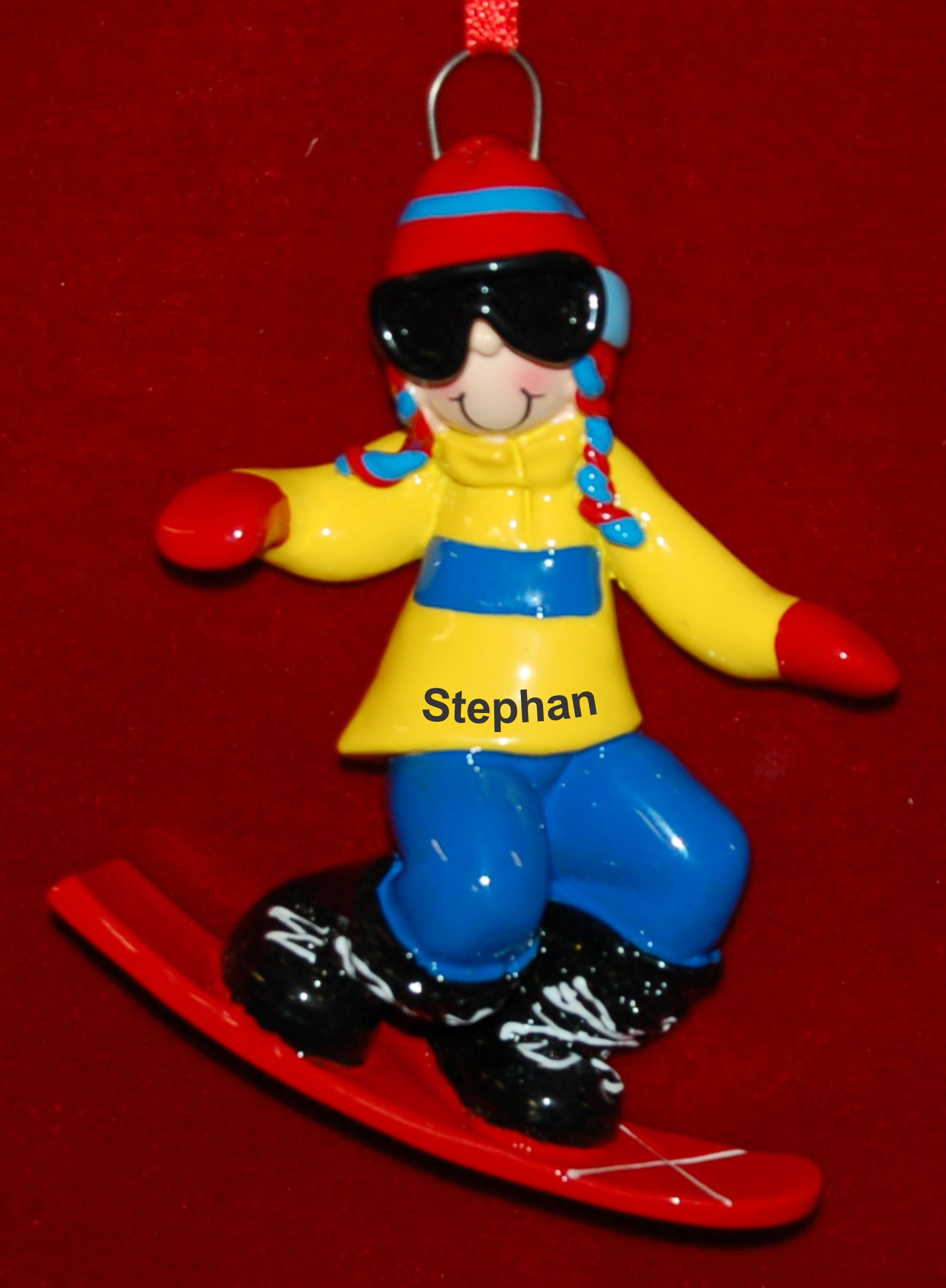 Personalized Snowboard Christmas Ornament Male by Russell Rhodes