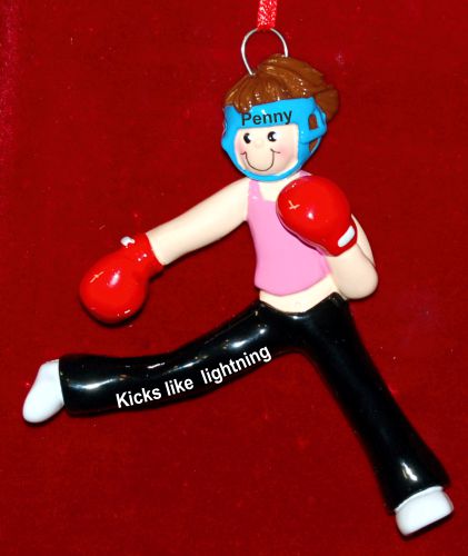 Kick Boxing Christmas Ornament Female Personalized by RussellRhodes.com