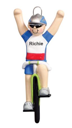Biking Christmas Ornament Male Cyclist Personalized by RussellRhodes.com