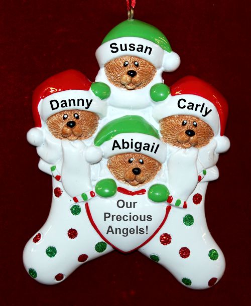 Xmas Cute Family Christmas Ornament Just the 4 Kids Personalized by RussellRhodes.com