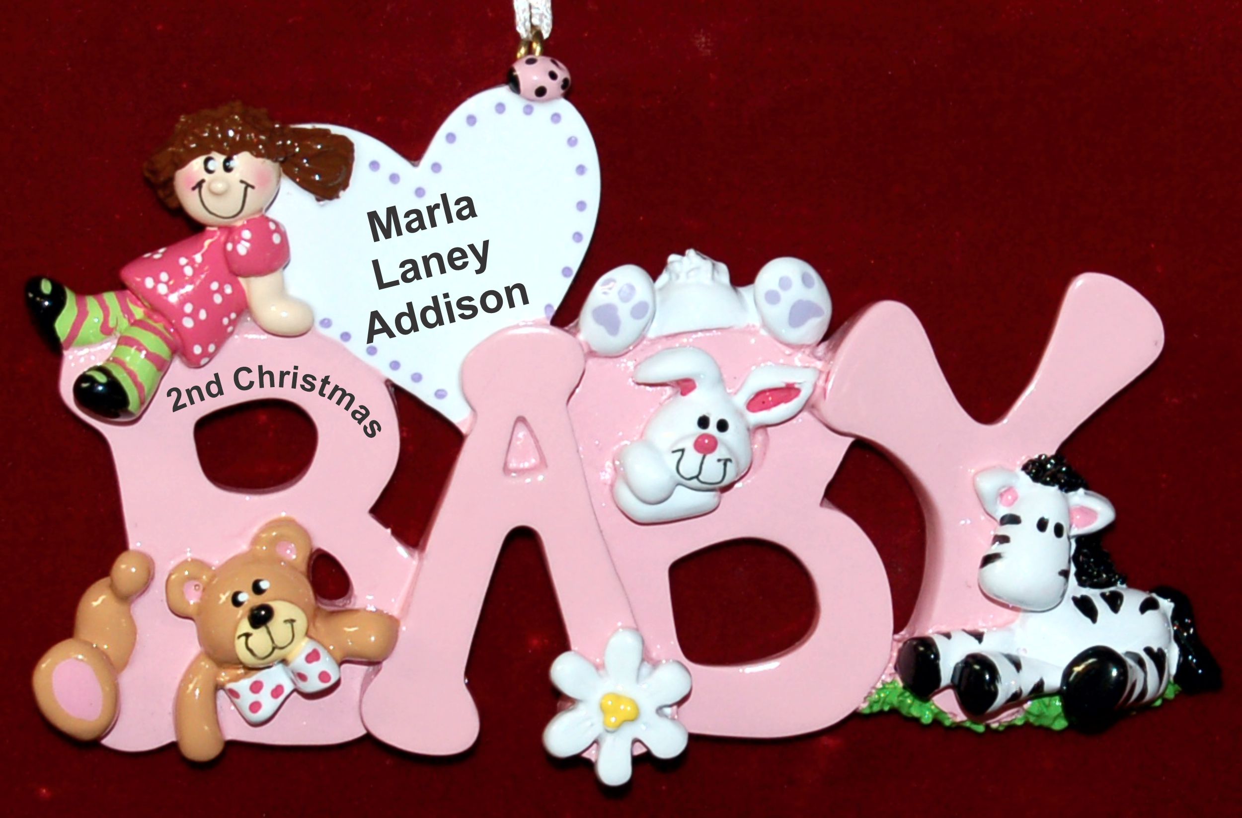 Personalized Baby Girl Christmas Ornament Letters of Love by Russell Rhodes