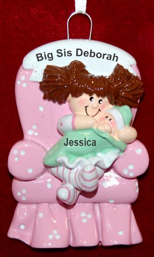 Big Sister Christmas Ornament Big Girl Chair Brunette Personalized by RussellRhodes.com