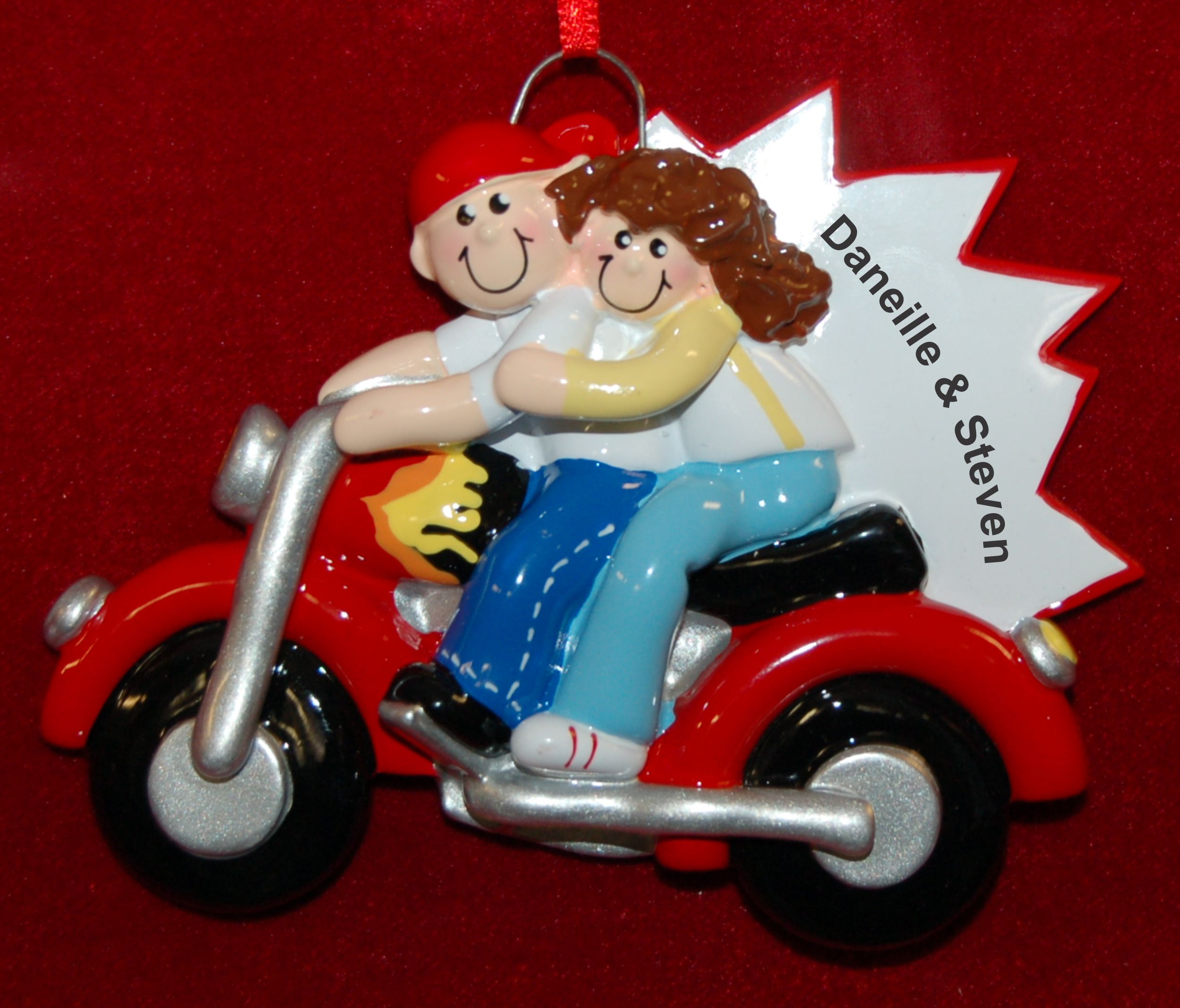 Personalized Couple Christmas Ornament Our Hog on Tour by Russell Rhodes