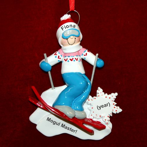 Personalized Snow Ski Christmas Ornament Female by Russell Rhodes