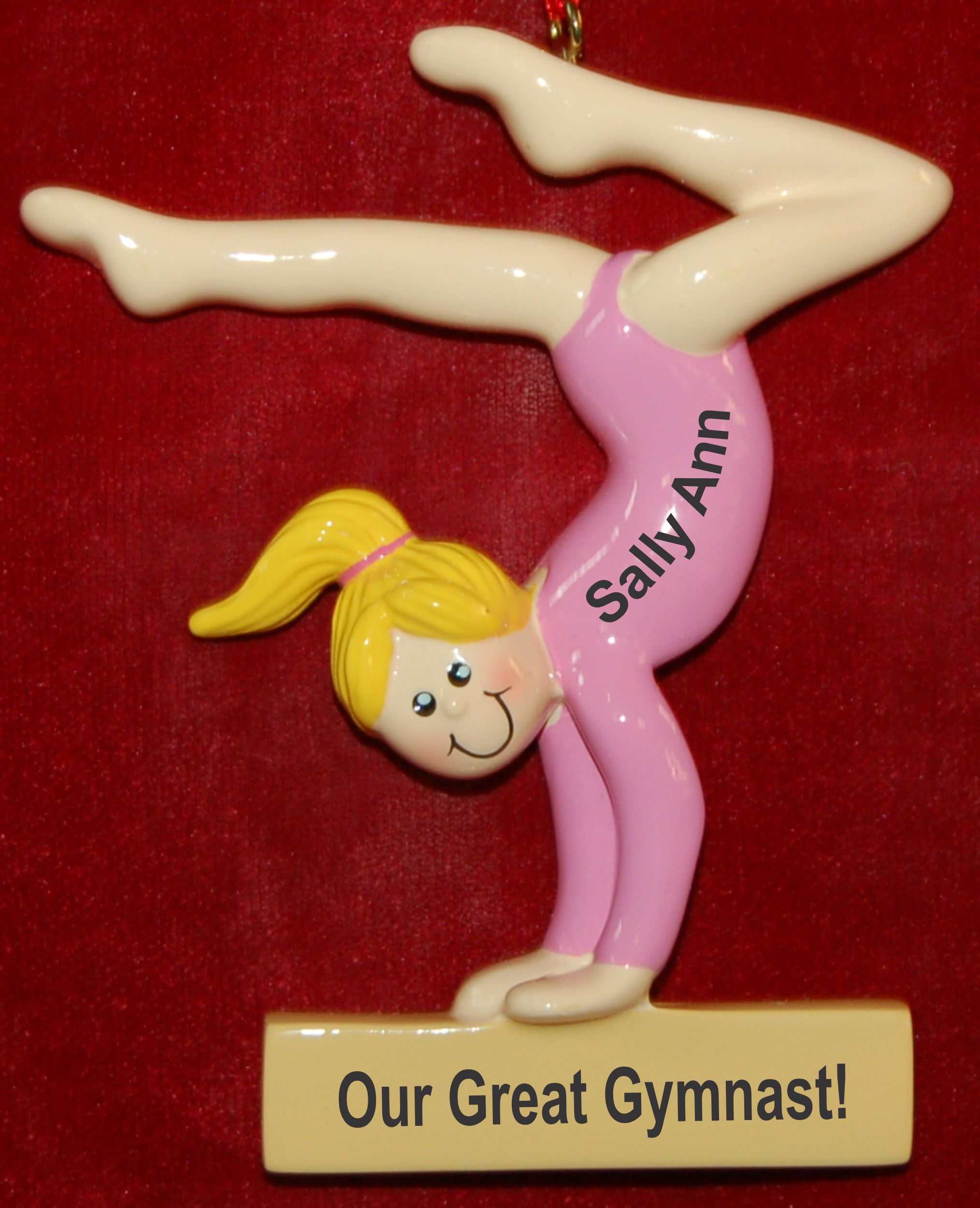 Personalized Gymnastics Christmas Ornament Female Blond by Russell Rhodes