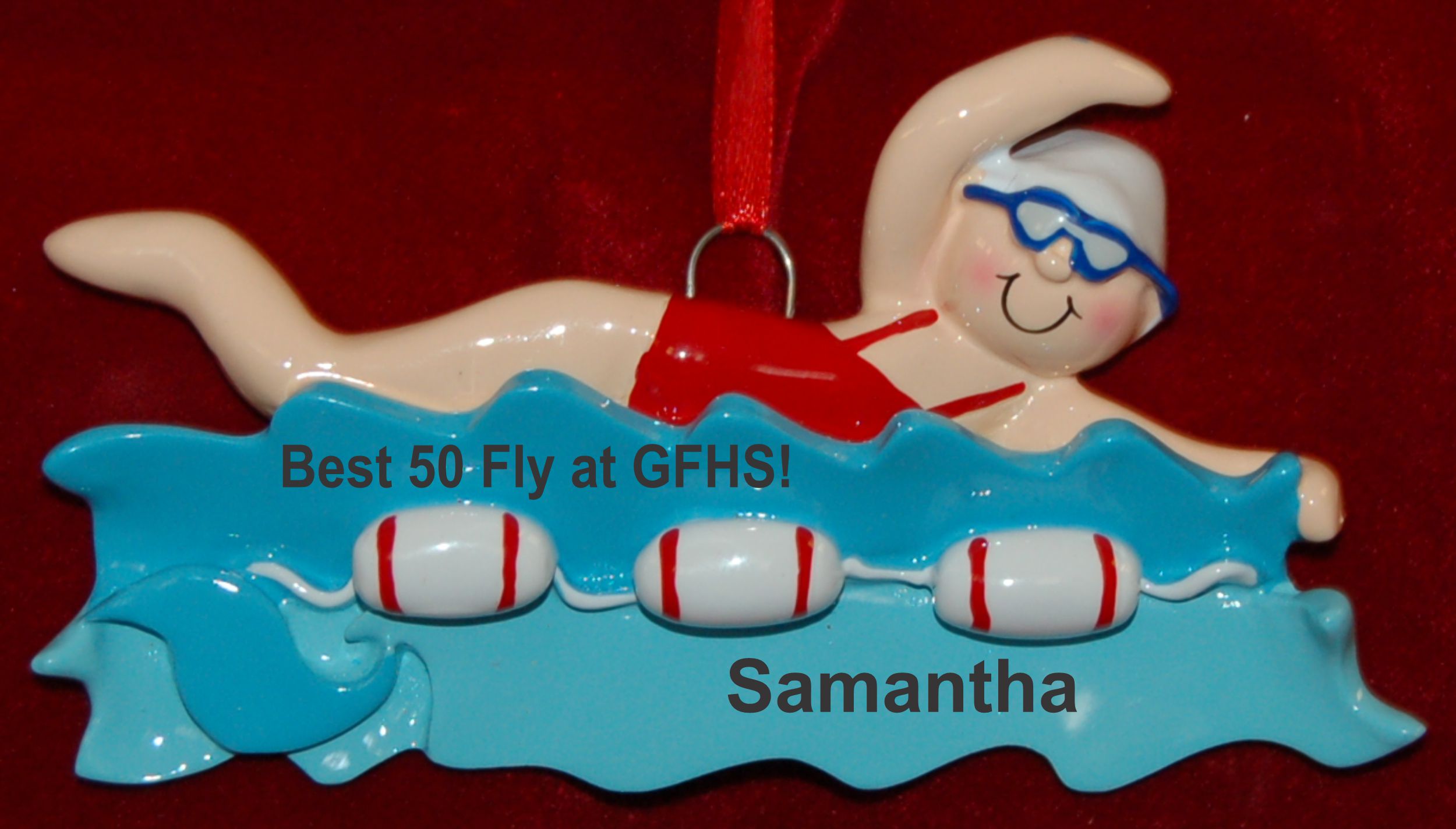 Personalized Swimming Christmas Ornament Freestyle Female by Russell Rhodes