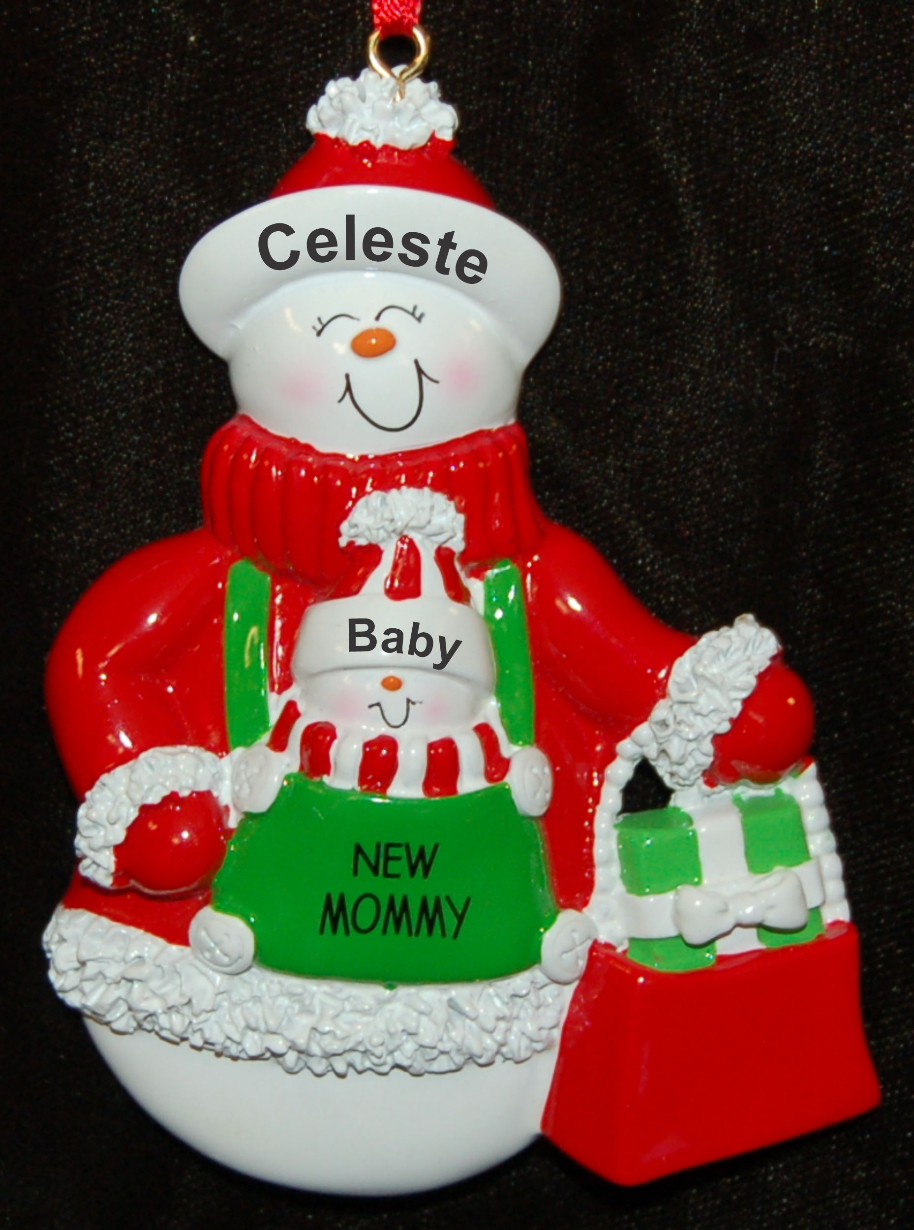 Personalized New Mom Christmas Ornament Snow Close Together by Russell Rhodes