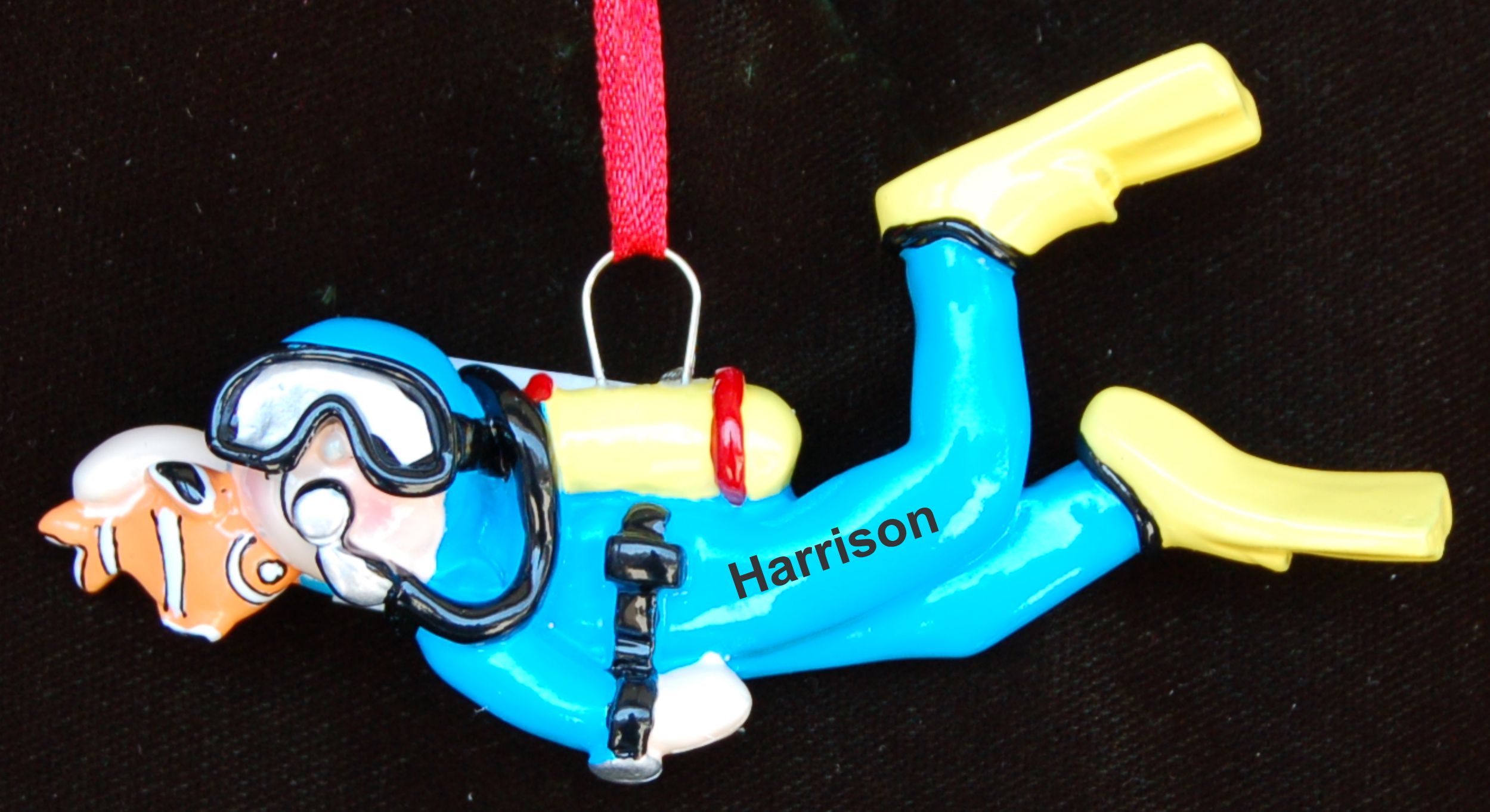 Personalized Scuba Christmas Ornament Male by Russell Rhodes