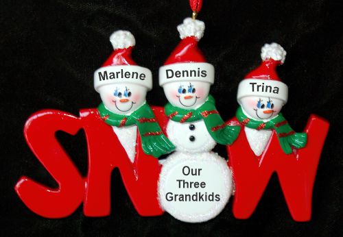 Grandparents Christmas Ornament Snow Much Fun 3 Grandkids Personalized by RussellRhodes.com