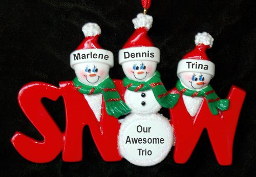 Family Christmas Ornament Snow Much Fun Just the Kids 3 Personalized by RussellRhodes.com