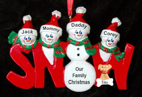 Family Christmas Ornament Fun for 4 with Pets Personalized by RussellRhodes.com