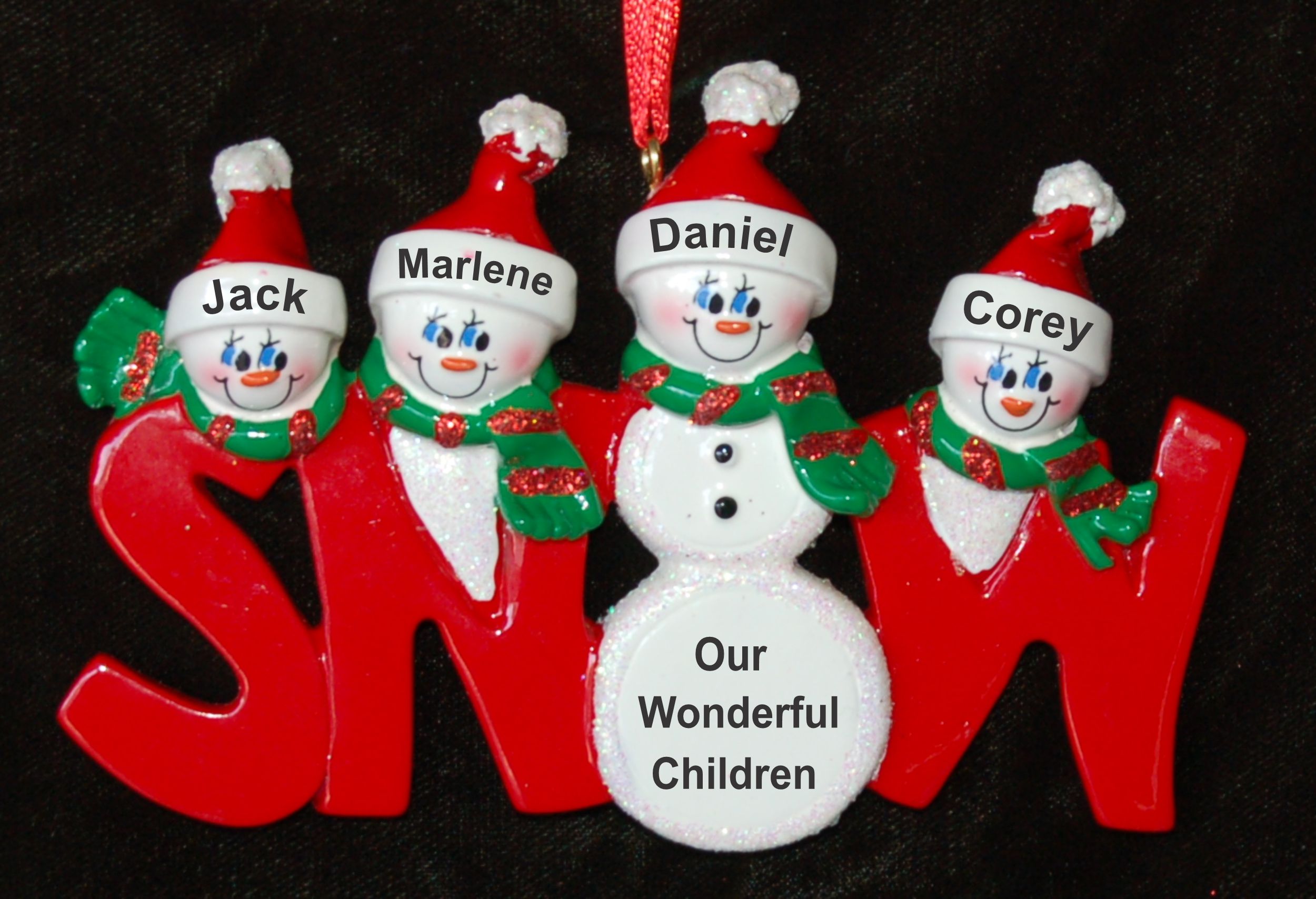 Personalized Family Christmas Ornament Snow Much Fun Just the Kids 4 by Russell Rhodes