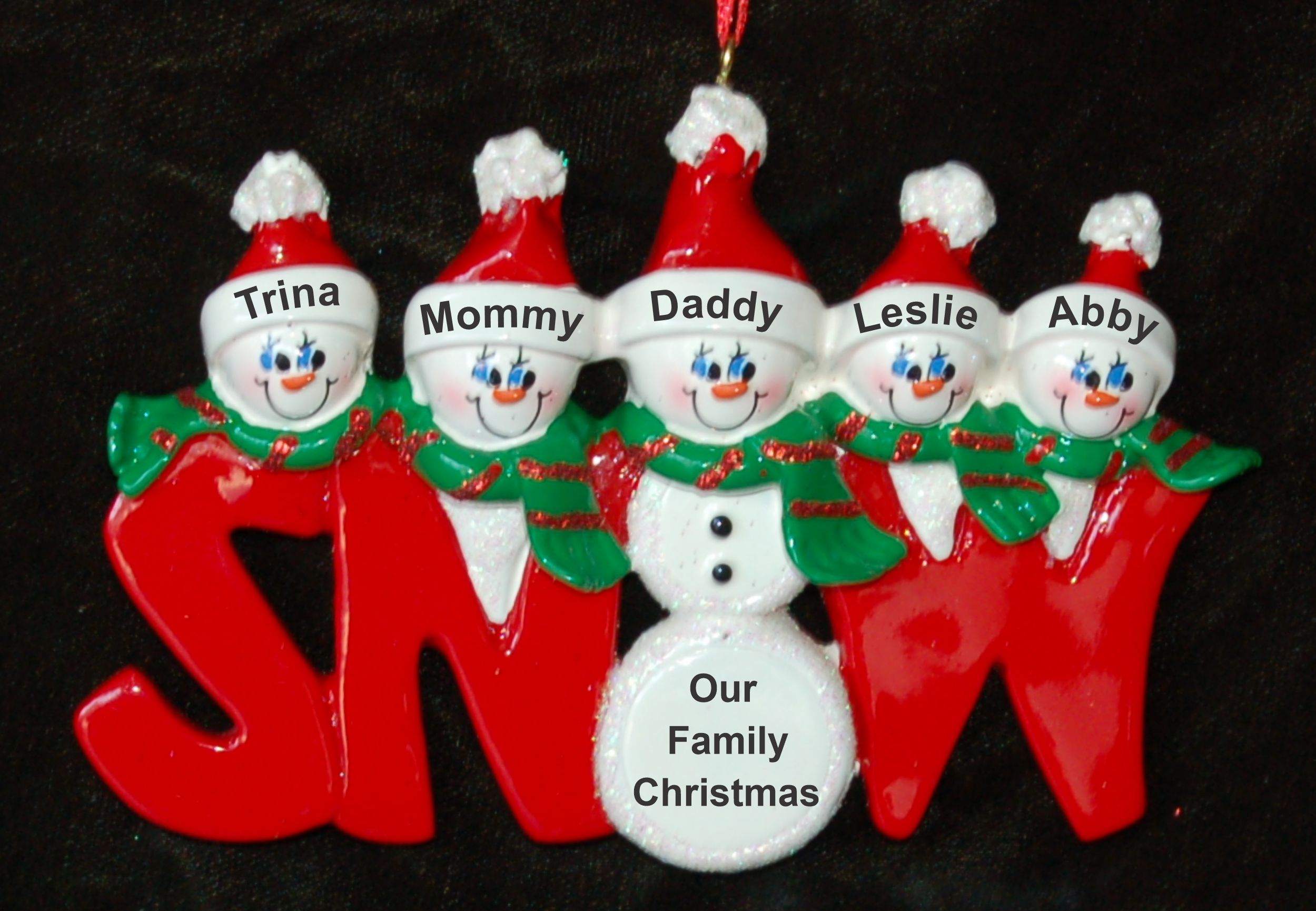 Personalized Family Christmas Ornament Snow Much Fun for 5 by Russell Rhodes