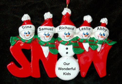Family Christmas Ornament Snow Much Fun Just the Kids 5 Personalized by RussellRhodes.com