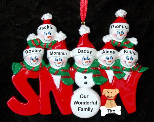 Family Christmas Ornament Fun for 7 with Pets Personalized by RussellRhodes.com