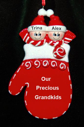 Grandparents Christmas Ornament Holiday Mitten 2 Grandkids Personalized by RussellRhodes.com