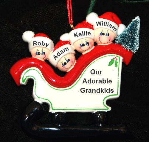 Personalized Grandparents Christmas Ornament Sleigh 4 Grandkids Personalized by RussellRhodes.com