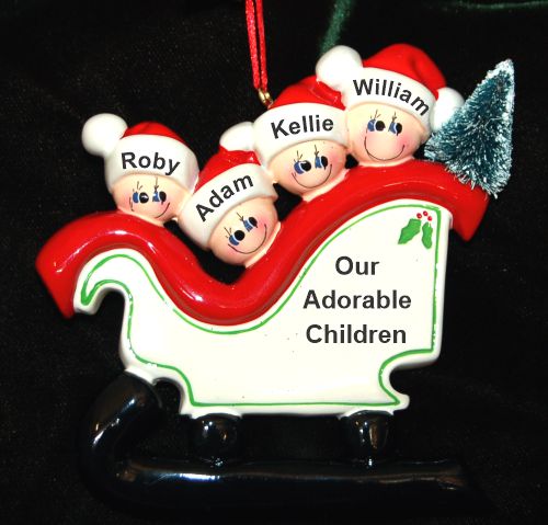 Family Christmas Ornament Sleigh Just the Kids 4 Personalized by RussellRhodes.com