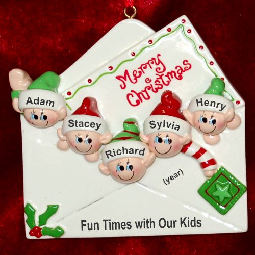 Seasons Greetings Family Christmas Ornament for 5 Personalized by RussellRhodes.com