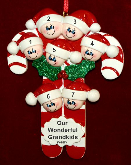 Grandparents Christmas Ornament Candy Canes for 7 Grandkids Personalized by RussellRhodes.com