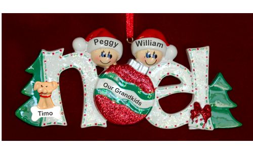Grandparents Christmas Ornament Noel 2 Grandkids with Pets Personalized by RussellRhodes.com