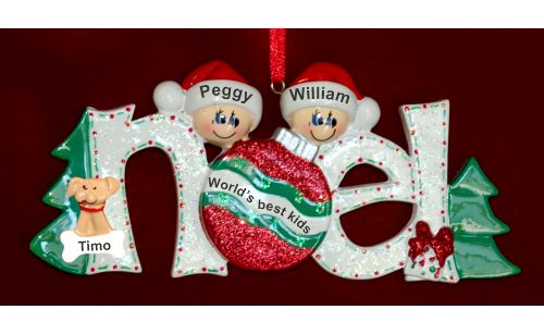 Family Christmas Ornament Noel Just the 2 Kids with Pets Personalized by RussellRhodes.com