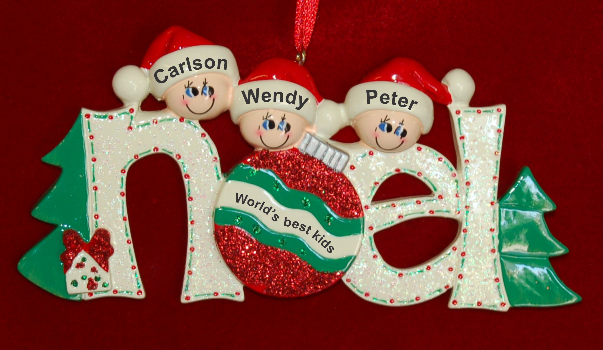 Personalized Family Christmas Ornament Noel Just the Kids 3 by Russell Rhodes