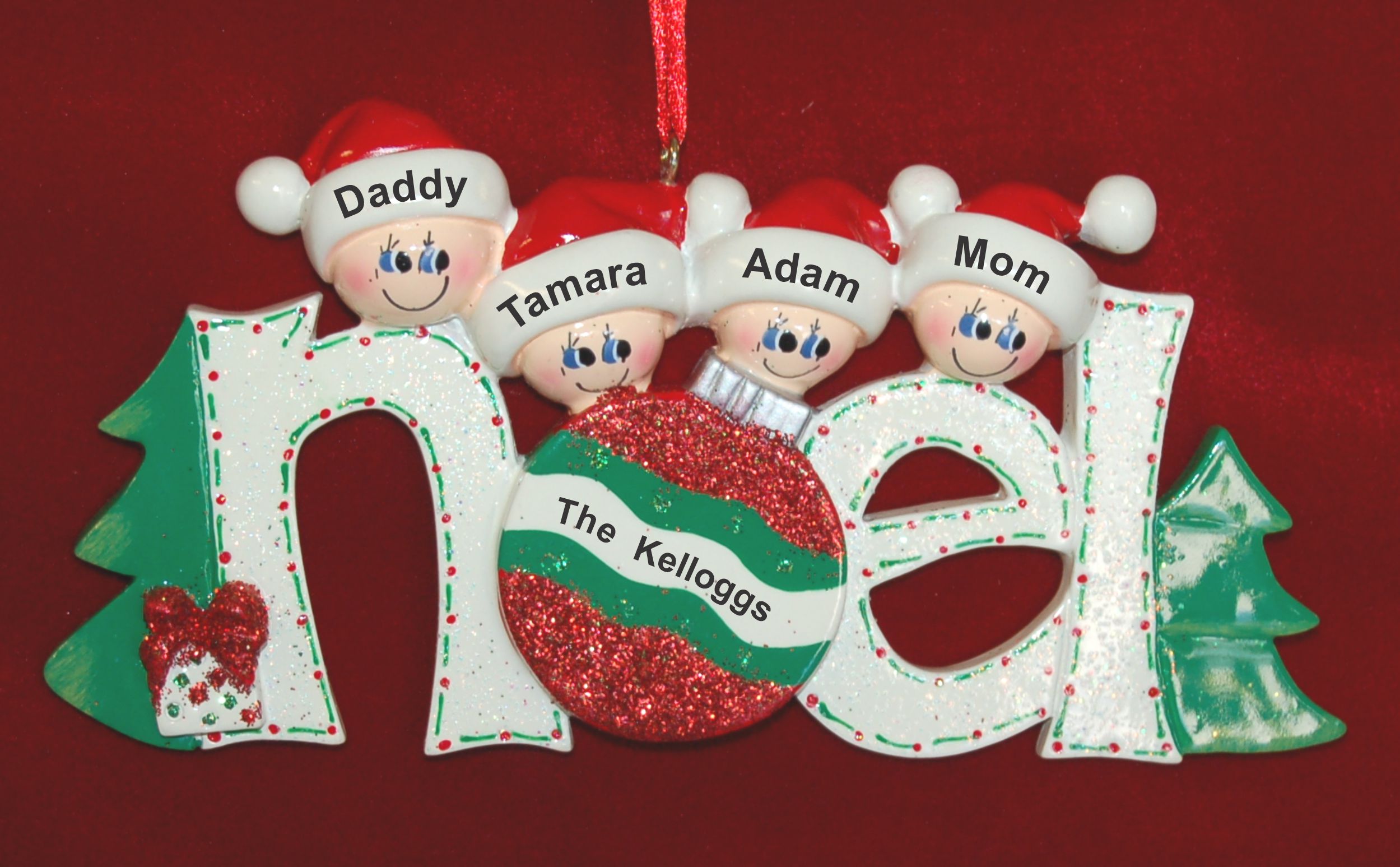 Personalized Family Christmas Ornament Noel for  4 by Russell Rhodes