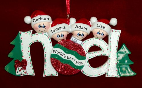 Family Christmas Ornament Noel Just the Kids 4 Personalized by RussellRhodes.com