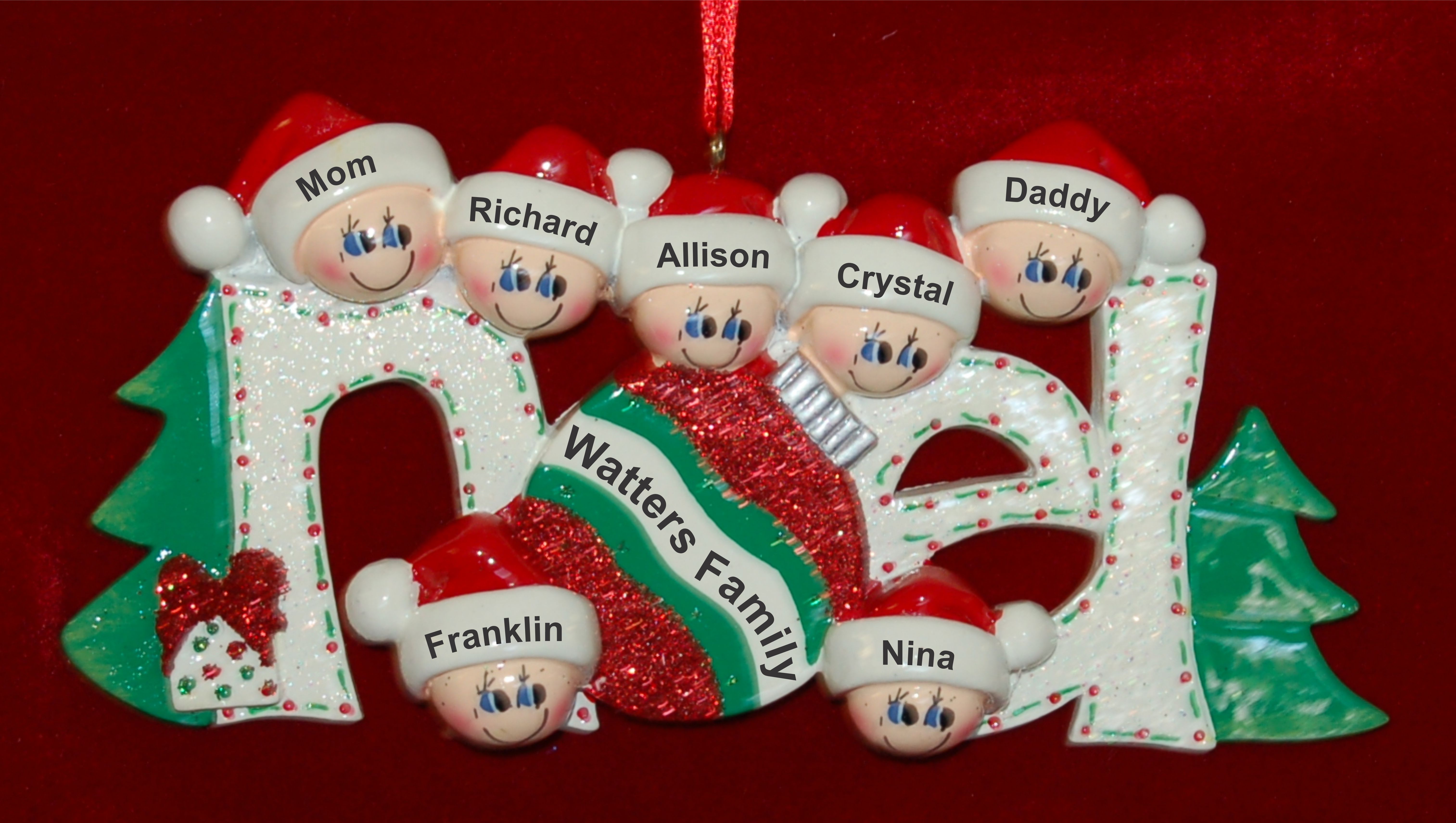 Personalized Family Christmas Ornament Noel for 7 by Russell Rhodes