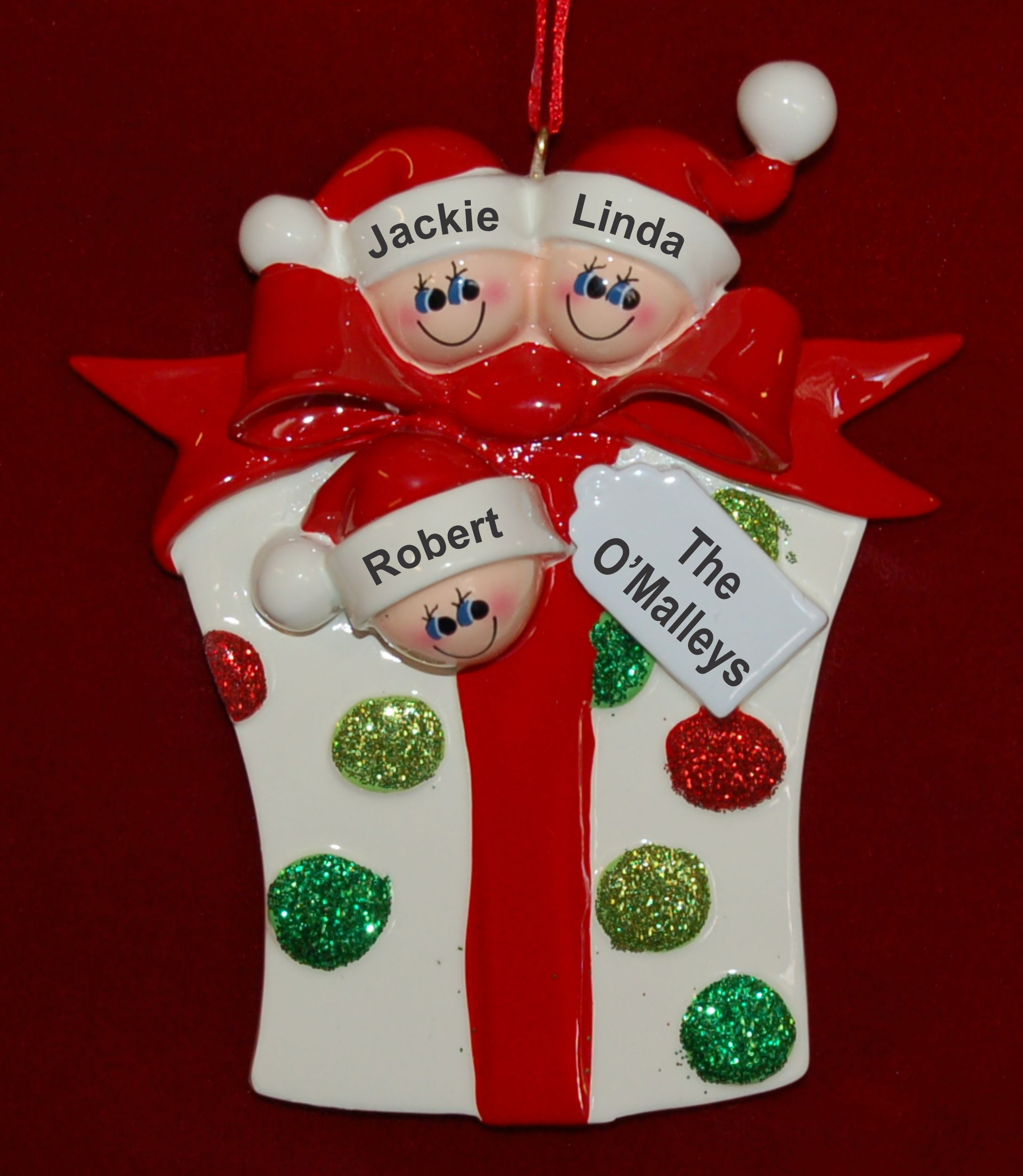 Personalized Family Christmas Ornament Xmas Gift for 3 by Russell Rhodes