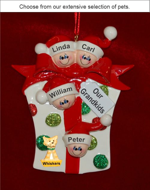 Grandparents Christmas Ornament Xmas Gift 4 Grandkids with Pets Personalized by RussellRhodes.com