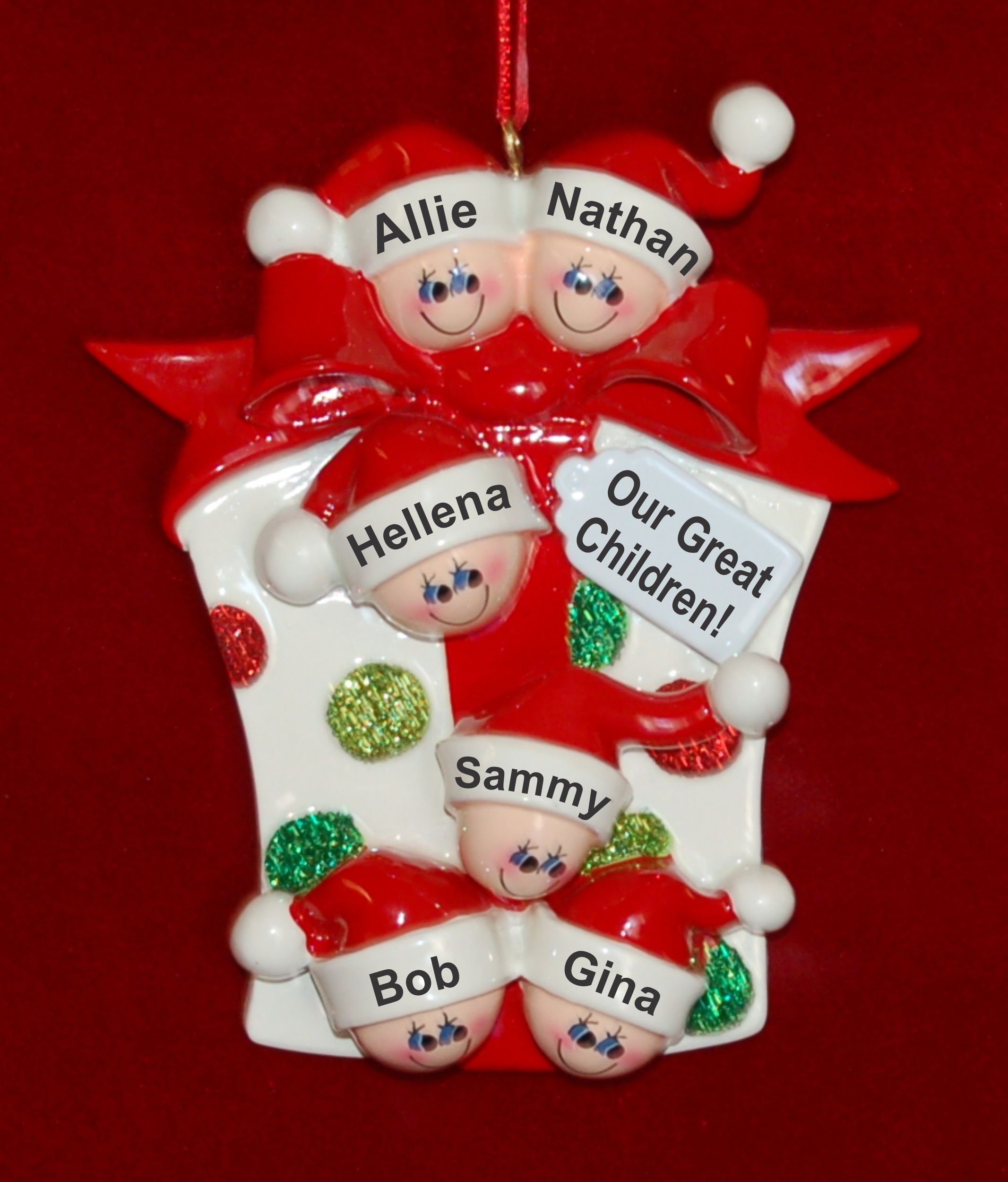 Family Christmas Ornament Xmas Gift Just the Kids 6 Personalized by RussellRhodes.com