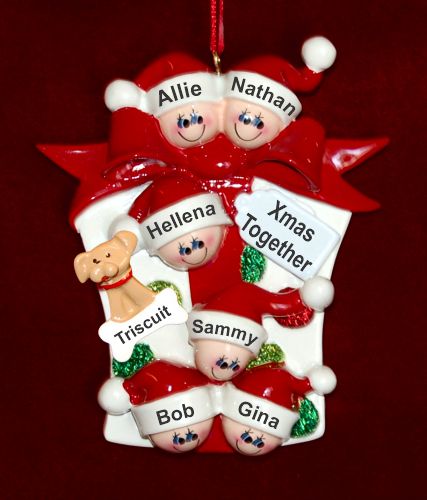 Family Christmas Ornament Xmas Gift for 6 with Pets Personalized by RussellRhodes.com