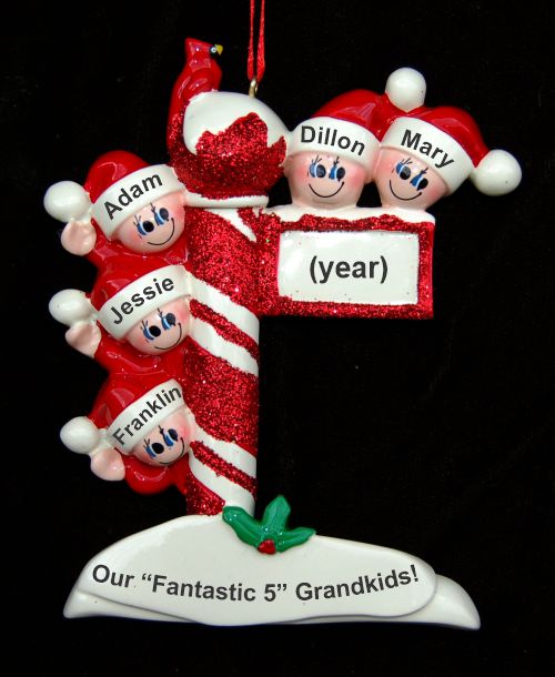 Personalized Grandparents Christmas Ornament North Pole 5 Grandkids by Russell Rhodes