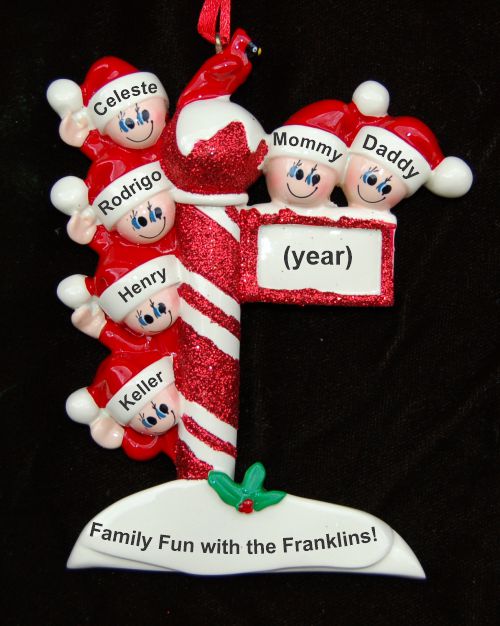 Personalized Family Christmas Ornament North Pole for 6 by Russell Rhodes