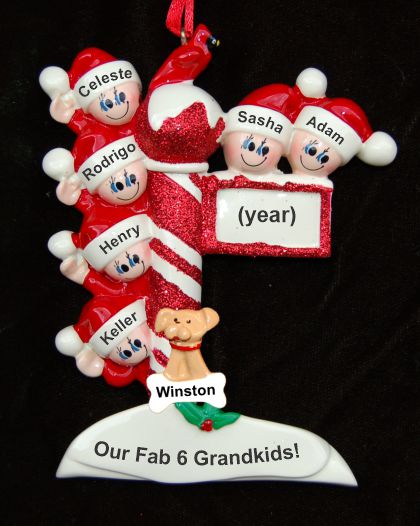 Grandparents Christmas Ornament North Pole 6 Grandkids with Pets Personalized by RussellRhodes.com
