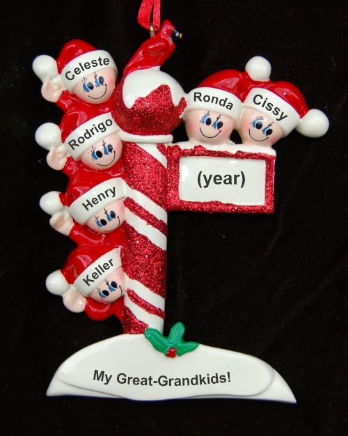 Personalized Great Grandparents Christmas Ornament 6 Great Grandkids by Russell Rhodes