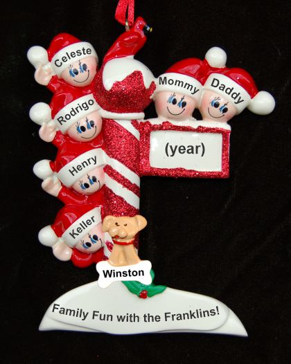 Family Christmas Ornament North Pole for 6 with Pets Personalized by RussellRhodes.com