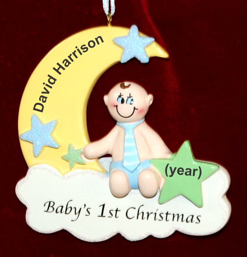 Baby Christmas Ornament Sweet Boy Personalized FREE by Russell Rhodes