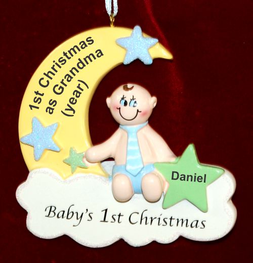 First Christmas as Grandma Ornament Newborn Baby Boy Personalized by RussellRhodes.com