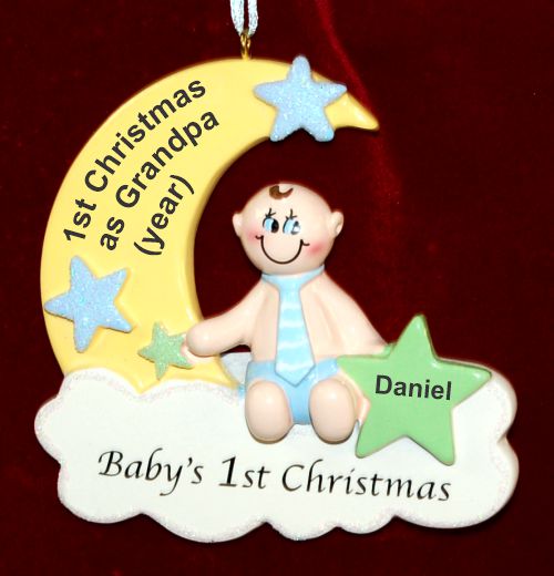 First Christmas as Grandpa Ornament Newborn Baby Boy Personalized by RussellRhodes.com