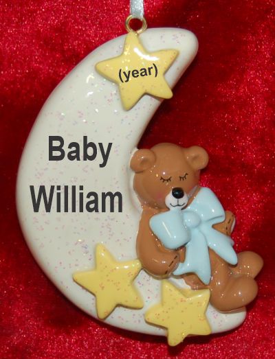 Personalized Baby Christmas Ornament Sweet Sleep Blue by Russell Rhodes