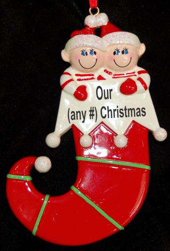 Personalized Kids Christmas Ornament Xmas Elves for 2 by Russell Rhodes