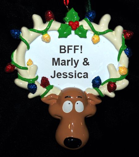 Personalized Friends Christmas Ornament Reindeer Lit by Russell Rhodes